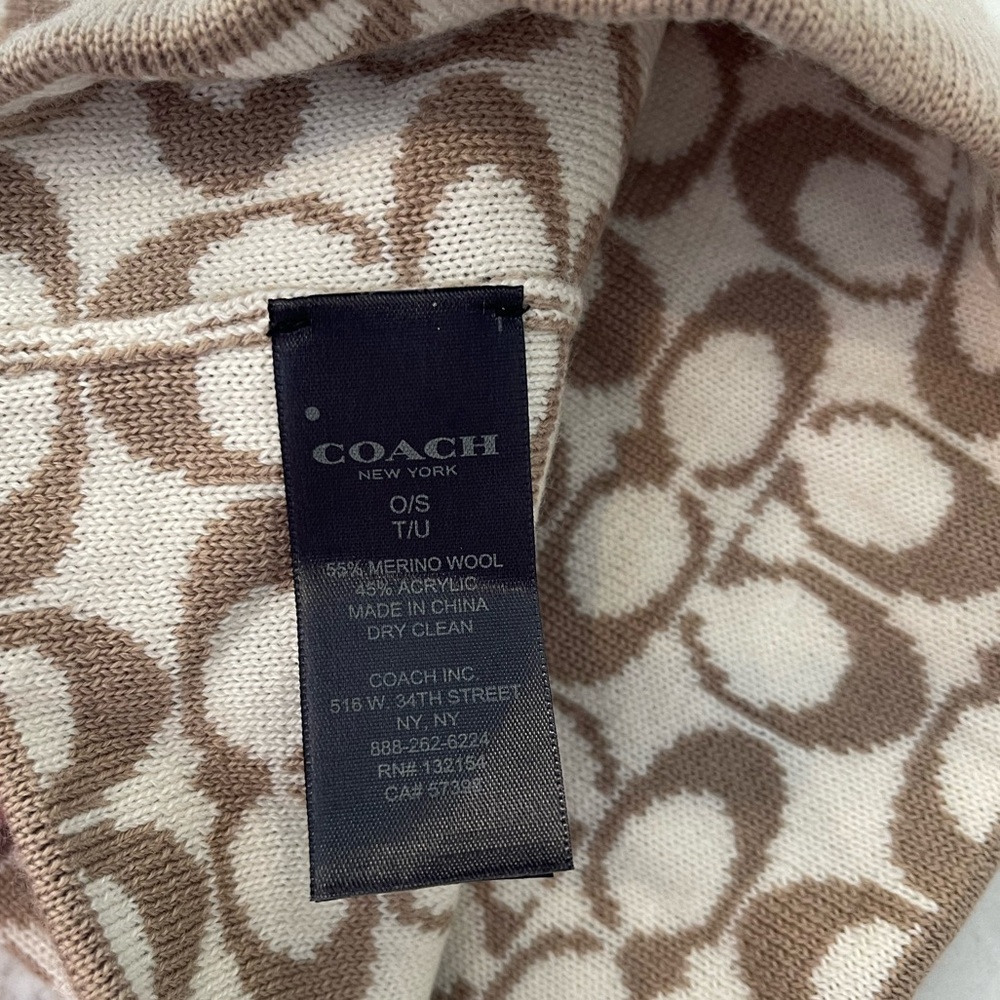 AUTHENTIC COACH, Signature pattern, womens cuffed hat and gloves set - Picture 3 of 4